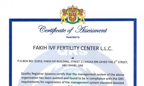 Fakih IVF Abu Dhabi awarded ISO 9001-2015 Quality Management System Certificate