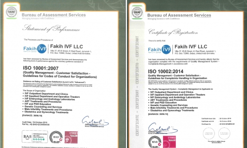 Fakih IVF Dubai awarded ISO Quality Management System Certificates and ISO Corporate Social Responsibility