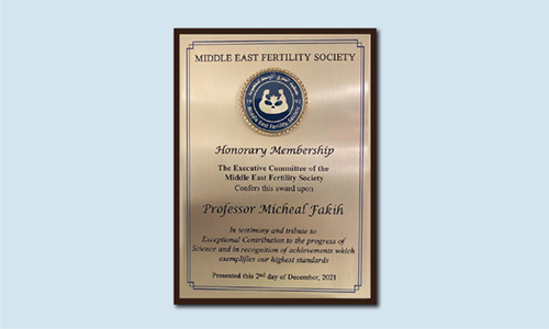 Dr. Michael Fakih receives an Honorary Membership from MEFS
